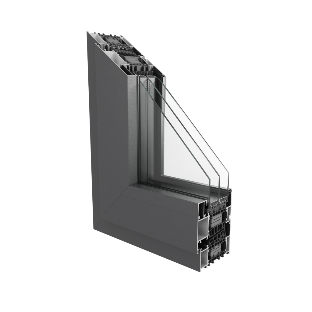 Sección de esquina del perfil de aluminio ML 10 A 10 de alto aislamiento