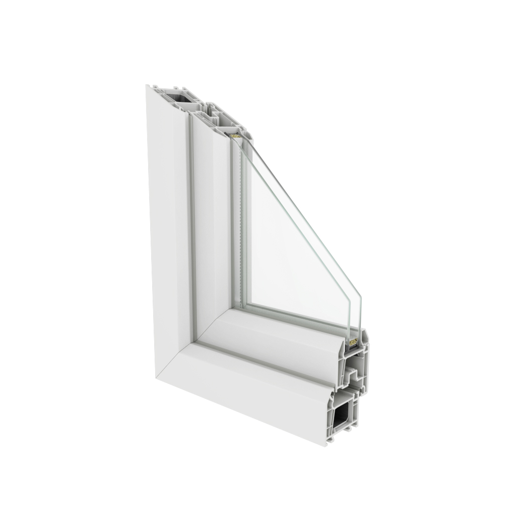 Sección de esquina del perfil Perfect Exellent de 60 mm con tres a cuatro cámaras